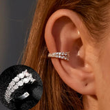 Punk Rhinestone Ear Clip for Women No Pierced C Shape Geometric Earcuff