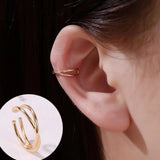 Punk Rhinestone Ear Clip for Women No Pierced C Shape Geometric Earcuff