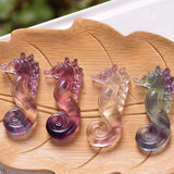 1Pc Rainbow Fluorite Seahorse Quartz Healing Carving Crafts Stone Gift Crystal