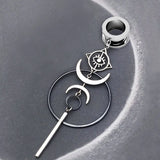 Retro Devil's Eye Circle Pendant Ear Tunnel Plug Stainless Steel Earring