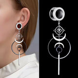 Retro Devil's Eye Circle Pendant Ear Tunnel Plug Stainless Steel Earring
