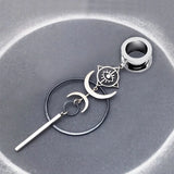Retro Devil's Eye Circle Pendant Ear Tunnel Plug Stainless Steel Earring