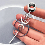 Retro Devil's Eye Circle Pendant Ear Tunnel Plug Stainless Steel Earring