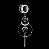 Retro Devil's Eye Circle Pendant Ear Tunnel Plug Stainless Steel Earring