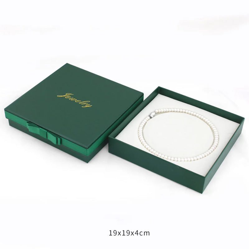 Ribbon Bow Jewelry Box Pearl Necklace Ear Studs Organizer Storage