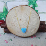 Romantic Opal Heart Necklace 925 Silver Women's Jewelry