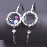 Round Photo Memory Medaillon Floating Charms Locket Pendant Bracelet Watch