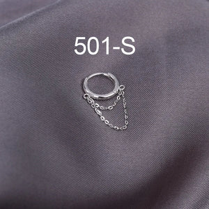 S925 Sterling Silver Hoop Earring Chain Tassels Huggie Cartilage Earring