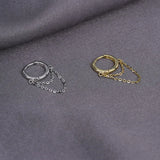 S925 Sterling Silver Hoop Earring Chain Tassels Huggie Cartilage Earring