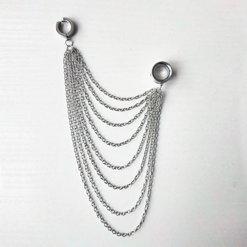 Chains Pendant Ear Tunnel Plugs Gauges Piercing Earrings