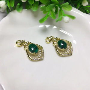 Silver Plated Malachite Pendant for Women Necklace Jewelry