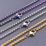 1Pc Stainless Steel 2.5mm Square Pearl Link Chain Necklaces For Men