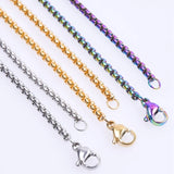 1Pc Stainless Steel 2.5mm Square Pearl Link Chain Necklaces For Men