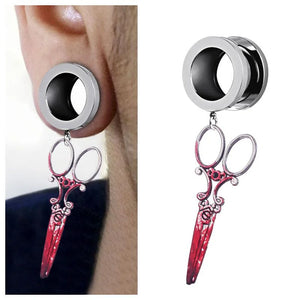 Stainless Steel Blood Scissors Ear Tunnel Plugs and Gauges