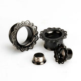 Stainless Steel Flower Ear Tunnel Plugs Gauges Piercing Earrings