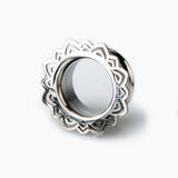 Stainless Steel Flower Ear Tunnel Plugs Gauges Piercing Earrings