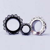 Stainless Steel Flower Ear Tunnel Plugs Gauges Piercing Earrings