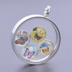 Stainless Steel Round Memory Floating Picture Locket Pendant