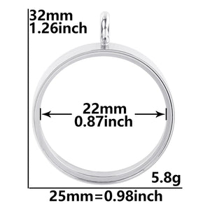 Stainless Steel Round Memory Floating Picture Locket Pendant