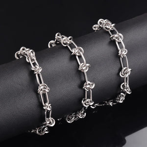 Stainless Steel Tie Knot Chain Necklaces Men Women Hip Hop Choker