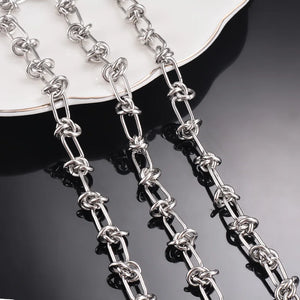 Stainless Steel Tie Knot Chain Necklaces Men Women Hip Hop Choker