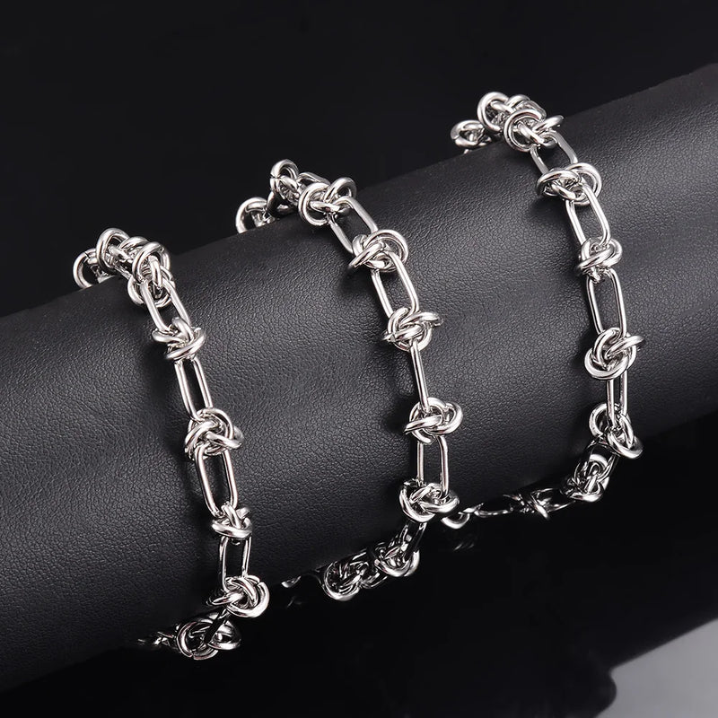 Stainless Steel Tie Knot Chain Necklaces Men Women Hip Hop Choker