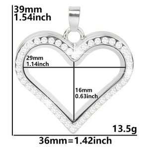 Heart Glass Floating Memory Picture Locket Pendant For Couple