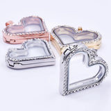 Heart Glass Floating Memory Picture Locket Pendant For Couple