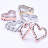 Heart Glass Floating Memory Picture Locket Pendant For Couple