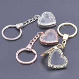 Vintage Heart Locket Keychain Couple Love Glass Memory Relicario Key Chains