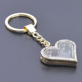Vintage Heart Locket Keychain Couple Love Glass Memory Relicario Key Chains