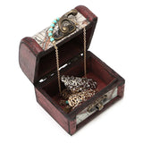 Vintage Wooden Map Storage Box Jewelry Chest