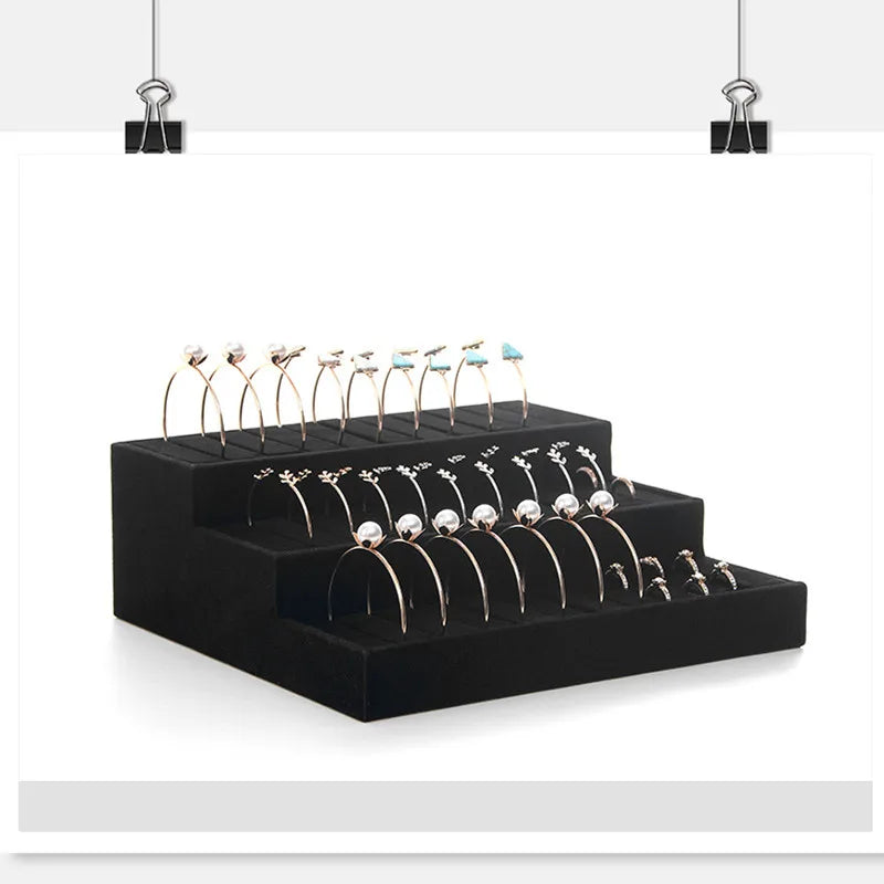 3-Tier Velvet Bracelet Chain Watch T-bar Rack Jewelry Display Stand