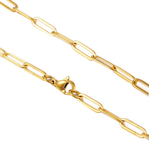 Stainless Steel Flat Cable Link Chain Necklace 4mm Hip Hop Men Women