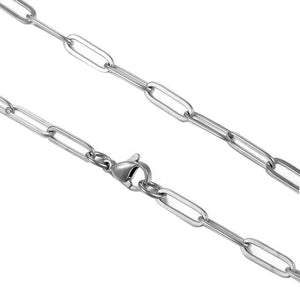 Stainless Steel Flat Cable Link Chain Necklace 4mm Hip Hop Men Women
