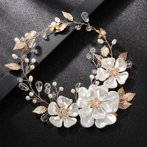 Women Pearl Flower Head Jewelry Tiara Wedding Headband