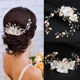 Women Pearl Flower Head Jewelry Tiara Wedding Headband