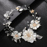 Women Pearl Flower Head Jewelry Tiara Wedding Headband