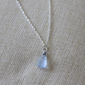 Sea Glass Necklace with Silver Pendant Beach Boho Jewelry