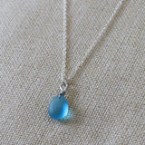 Sea Glass Necklace with Silver Pendant Beach Boho Jewelry