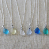 Sea Glass Necklace with Silver Pendant Beach Boho Jewelry