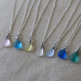 Sea Glass Necklace with Silver Pendant Beach Boho Jewelry