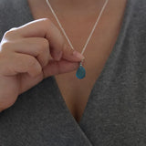 Sea Glass Necklace with Silver Pendant Beach Boho Jewelry