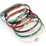 Sheep Leather Bracelet with CZ Charms, Micro Pave DIY Bangles