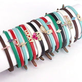 Sheep Leather Bracelet with CZ Charms, Micro Pave DIY Bangles