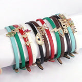Sheep Leather Bracelet with CZ Charms, Micro Pave DIY Bangles