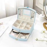 Double-layer Lockable Jewelry Storage Box Drawer Necklace Bracelet Organizer