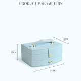 Double-layer Lockable Jewelry Storage Box Drawer Necklace Bracelet Organizer