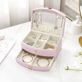 Double-layer Lockable Jewelry Storage Box Drawer Necklace Bracelet Organizer
