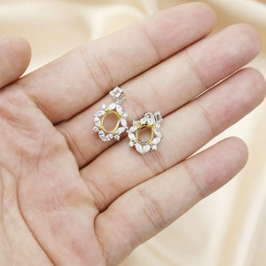 6x8MM Flower Oval Prong Bezel 925 Silver Pendant Blank Settings